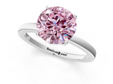 White gold Fancy Pink Round  Solitaire Diamond Ring with Thin Band and Four-Prong Setting_1