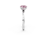 White gold Fancy Pink Round  Solitaire Diamond Ring with Thin Band and Four-Prong Setting_2