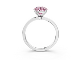 White gold Fancy Pink Round  Solitaire Diamond Ring with Thin Band and Four-Prong Setting_3