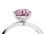 White gold Fancy Pink Round  Solitaire Diamond Ring with Thin Band and Four-Prong Setting_4