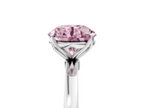 White gold Fancy Pink Round  Solitaire Diamond Ring with Thin Band and Four-Prong Setting_5