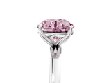 White gold Fancy Pink Round  Solitaire Diamond Ring with Thin Band and Four-Prong Setting_77
