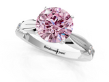White gold Fancy Pink Round  Solitaire Diamond Twisted Band with Four-Prong Setting_1