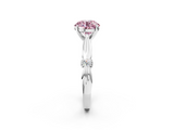White gold Fancy Pink Round  Solitaire Diamond Twisted Band with Four-Prong Setting_2