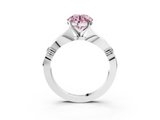 White gold Fancy Pink Round  Solitaire Diamond Twisted Band with Four-Prong Setting_3
