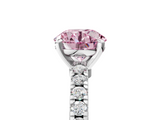 White gold Fancy Pink Round  Solitaire Diamond with Pavé Band and Four-Prong Setting_5
