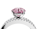 White gold Fancy Pink Round  Solitaire Diamond with Pave and Channel Set Band_4