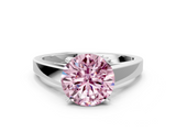 White gold Fancy Pink Round  Solitaire Engagement Ring with Four-Prong Setting and Tapered Band_3