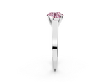 White gold Fancy Pink Round  Solitaire Engagement Ring with Four-Prong Setting and Tapered Band_5