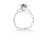 White gold Fancy Pink Round  Solitaire Engagement Ring with Four-Prong Setting and Tapered Band_6