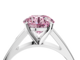 White gold Fancy Pink Round  Solitaire Engagement Ring with Four-Prong Setting and Tapered Band_7