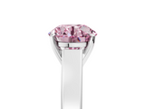 White gold Fancy Pink Round  Solitaire Engagement Ring with Four-Prong Setting and Tapered Band_8