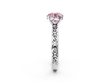 White gold Fancy Pink Round  Solitaire Engagement Ring with Scrollwork Band and Four-Prong Setting_2