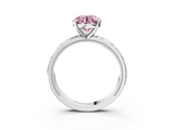 White gold Fancy Pink Round  Solitaire Engagement Ring with Scrollwork Band and Four-Prong Setting_3
