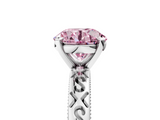 White gold Fancy Pink Round  Solitaire Engagement Ring with Scrollwork Band and Four-Prong Setting_5