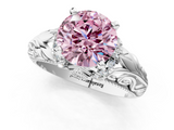 White gold Fancy Pink Round  Solitaire Filigree Engagement Ring with Halo and Prong Setting_1