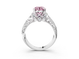 White gold Fancy Pink Round  Solitaire Filigree Engagement Ring with Halo and Prong Setting_3