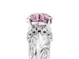 White gold Fancy Pink Round  Solitaire Filigree Engagement Ring with Halo and Prong Setting_5