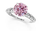 White gold Fancy Pink Round  Solitaire Floral Milgrain Engagement Ring_31