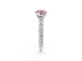 White gold Fancy Pink Round  Solitaire Floral Milgrain Engagement Ring_33