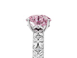 White gold Fancy Pink Round  Solitaire Floral Milgrain Engagement Ring_35