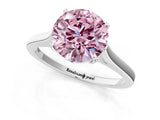 White gold Fancy Pink Round  Solitaire Heart Prong Engagement Ring with Tapered Band_36