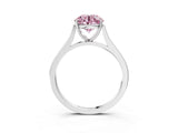 White gold Fancy Pink Round  Solitaire Heart Prong Engagement Ring with Tapered Band_38