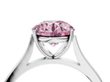 White gold Fancy Pink Round  Solitaire Heart Prong Engagement Ring with Tapered Band_39