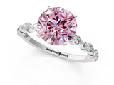 White gold Fancy Pink Round  Solitaire Marquise Side Stone Prong Setting Ring_1