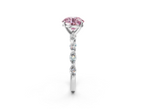 White gold Fancy Pink Round  Solitaire Marquise Side Stone Prong Setting Ring_2