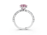 White gold Fancy Pink Round  Solitaire Marquise Side Stone Prong Setting Ring_3