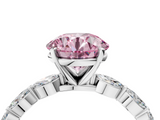 White gold Fancy Pink Round  Solitaire Marquise Side Stone Prong Setting Ring_4
