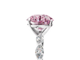 White gold Fancy Pink Round  Solitaire Marquise Side Stone Prong Setting Ring_5