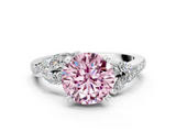 White gold Fancy Pink Round  Solitaire Marquise Twist Band with Six-Prong Setting