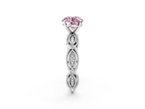 White gold Fancy Pink Round  Solitaire Milgrain Diamond Engagement Ring with Bezel and Marquise Band_2