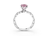 White gold Fancy Pink Round  Solitaire Milgrain Diamond Engagement Ring with Bezel and Marquise Band_3
