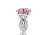 White gold Fancy Pink Round  Solitaire Milgrain Diamond Engagement Ring with Bezel and Marquise Band_5
