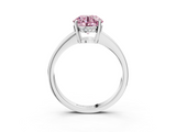 White gold Fancy Pink Round  Solitaire Pavé Band Prong Setting Ring_3