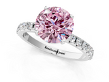 White gold Fancy Pink Round  Solitaire Pavé Band with Four-Prong Setting_1