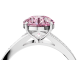 White gold Fancy Pink Round  Solitaire Pavé Band with Four-Prong Setting_21