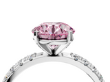 White gold Fancy Pink Round  Solitaire Pavé Band with Four-Prong Setting_4