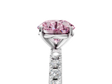 White gold Fancy Pink Round  Solitaire Pavé Band with Four-Prong Setting_5