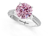 White gold Fancy Pink Round  Solitaire Pavé Diamond Engagement Ring with Four-Prong Setting_1