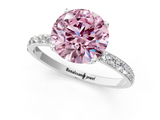 White gold Fancy Pink Round  Solitaire Pavé Diamond Engagement Ring with Four-Prong Setting_1