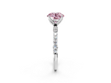 White gold Fancy Pink Round  Solitaire Pavé Diamond Engagement Ring with Four-Prong Setting_2