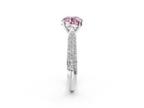 White gold Fancy Pink Round  Solitaire Pavé Diamond Engagement Ring with Four-Prong Setting_2