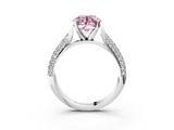 White gold Fancy Pink Round  Solitaire Pavé Diamond Engagement Ring with Four-Prong Setting_3