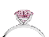 White gold Fancy Pink Round  Solitaire Pavé Diamond Engagement Ring with Four-Prong Setting_4