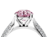 White gold Fancy Pink Round  Solitaire Pavé Diamond Engagement Ring with Four-Prong Setting_4