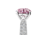 White gold Fancy Pink Round  Solitaire Pavé Diamond Engagement Ring with Four-Prong Setting_5